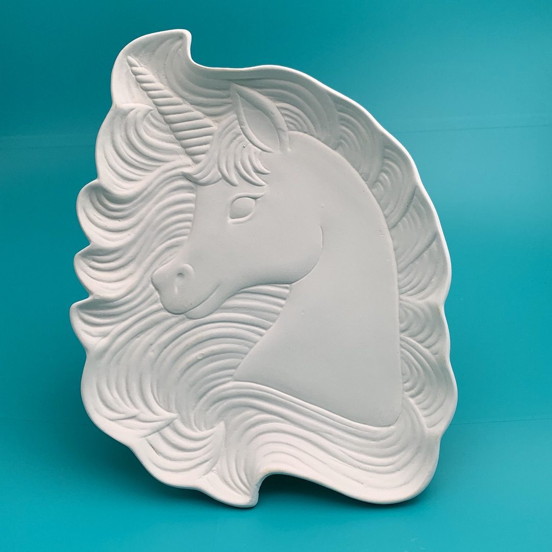 Ready-to-Paint Ceramic Unicorn Plate from Create Art Studio's Toronto location and online store