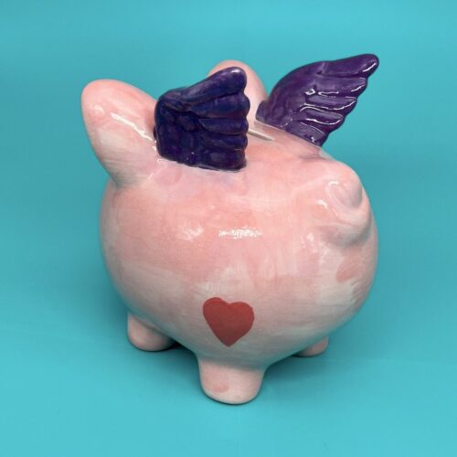 Create Art Studio Ceramics Flying piggy bank - rear view
