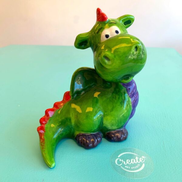 Create Art Studio Ceramics Painting Friendly Dragon in colour
