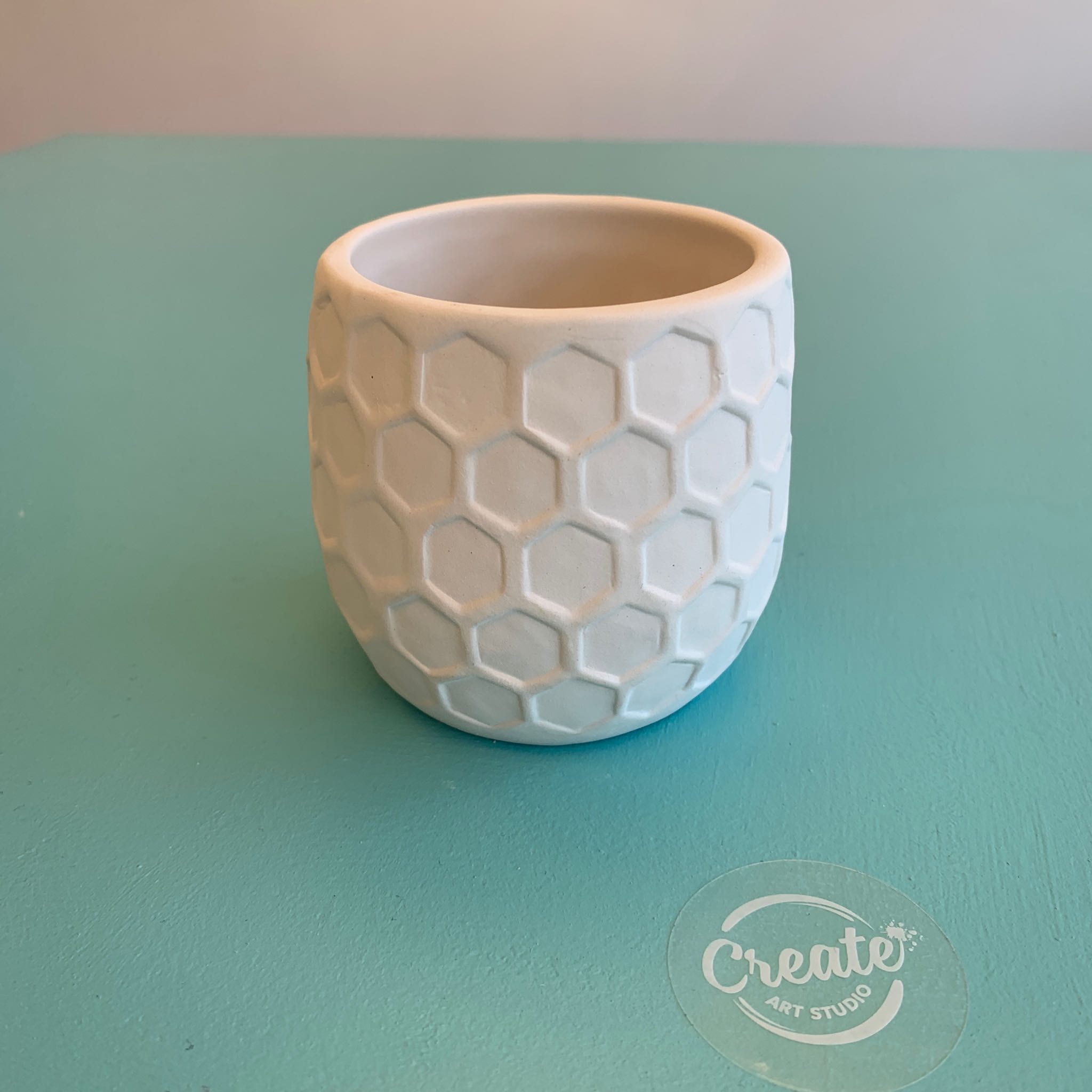 Custom painted pottery honeycomb planter vase ceramic paint at home kit from Create Art Studio