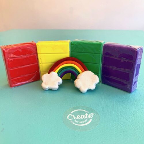 Rainbow Art sculpture kit with sculpey and step by step instructions