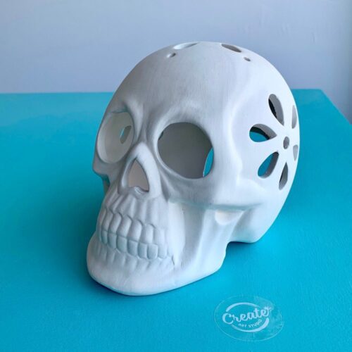 Create Art Studio ceramics painting skull candle votive