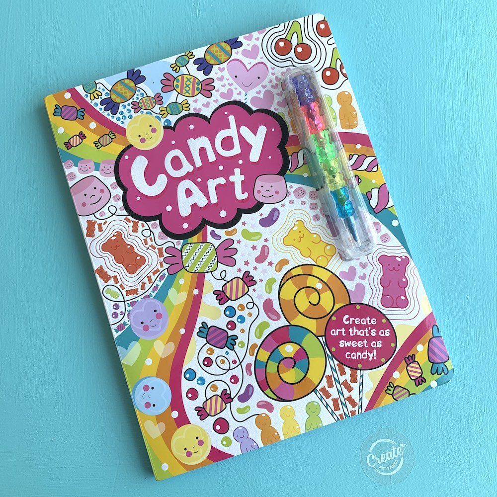 Create Art Studio Candy Art Activity Book with rainbow crayons front cover