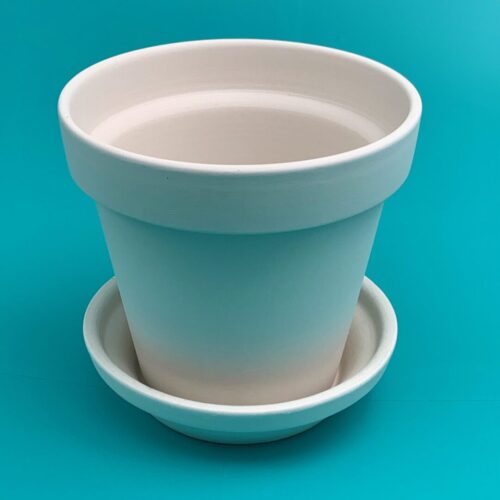 Ceramic Flower pot and drip plate to paint at home from Create Art Studio