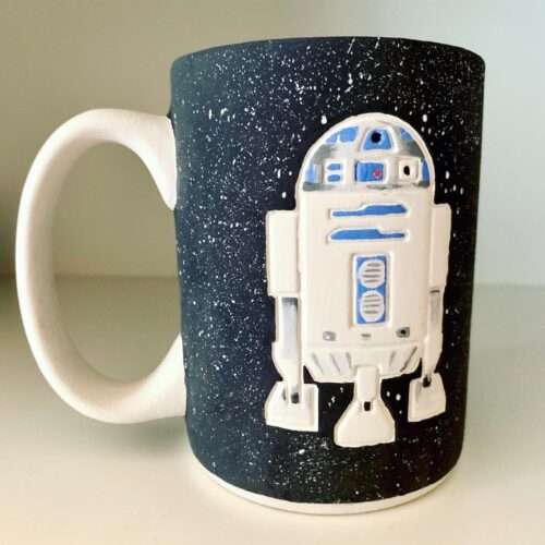 Create Art Studio Ceramics Star Wars mug painted R2-D2 detail