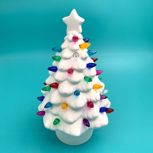 Ceramic Christmas Tree with star lighted white from Create Art Studio Toronto