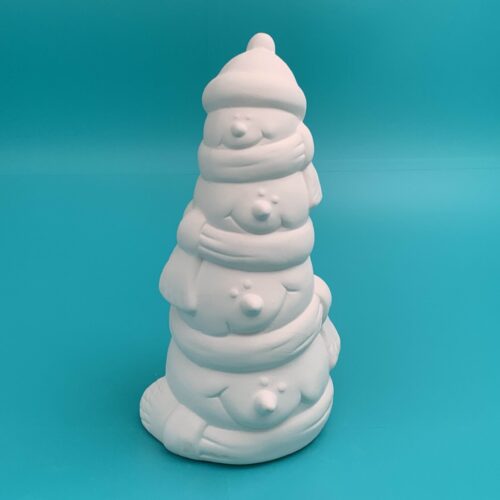 Create Art Studio Stacked Snowpeople ready-to-paint ceramic Christmas holiday decoration for your home from our Toronto location and online store