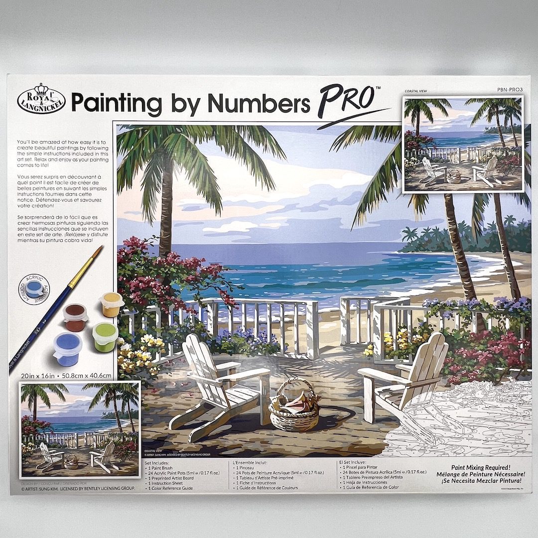 Create Art Studio Royal and Langnickel Painting by Numbers Pro: Chairs by the Ocean set