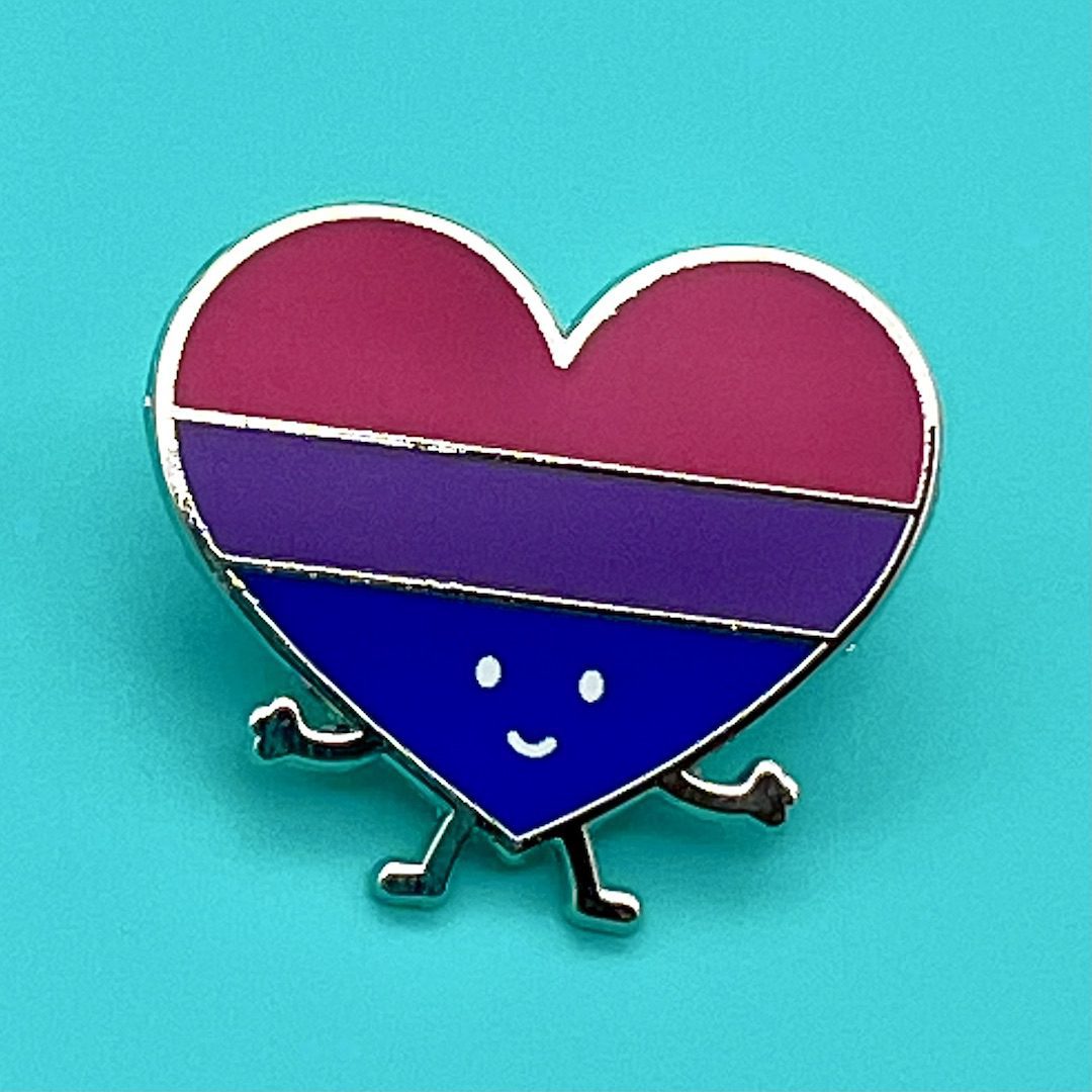 Create Art Studio Queenie's Cards Pride Rainbow Heart LGBTQIA+ Bisexual Flag Pins