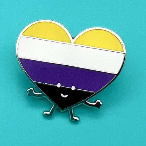 Non-Binary Flag Heart Pin