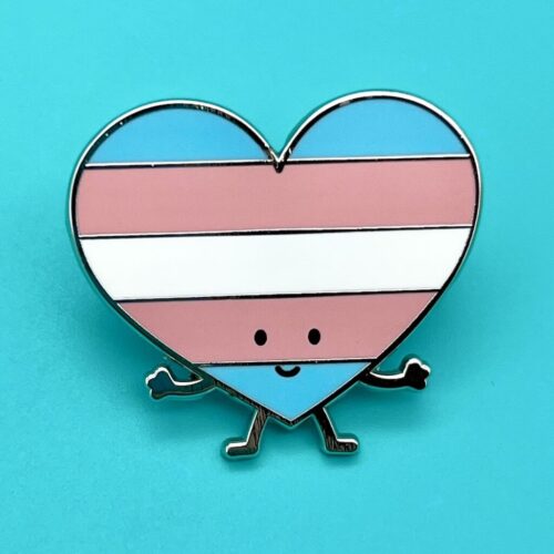 Trans Flag Heart Pins
