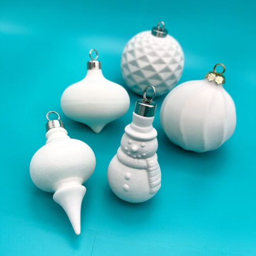Ready-to-Paint ceramic ornaments for the Christmas holidays from Create Art Studio's Toronto location and online store