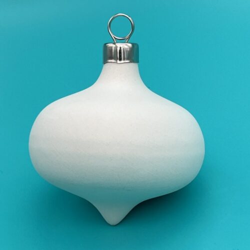 Ready-to-Paint ceramic retro curvy ornament for the Christmas holidays from Create Art Studio's Toronto location and online store