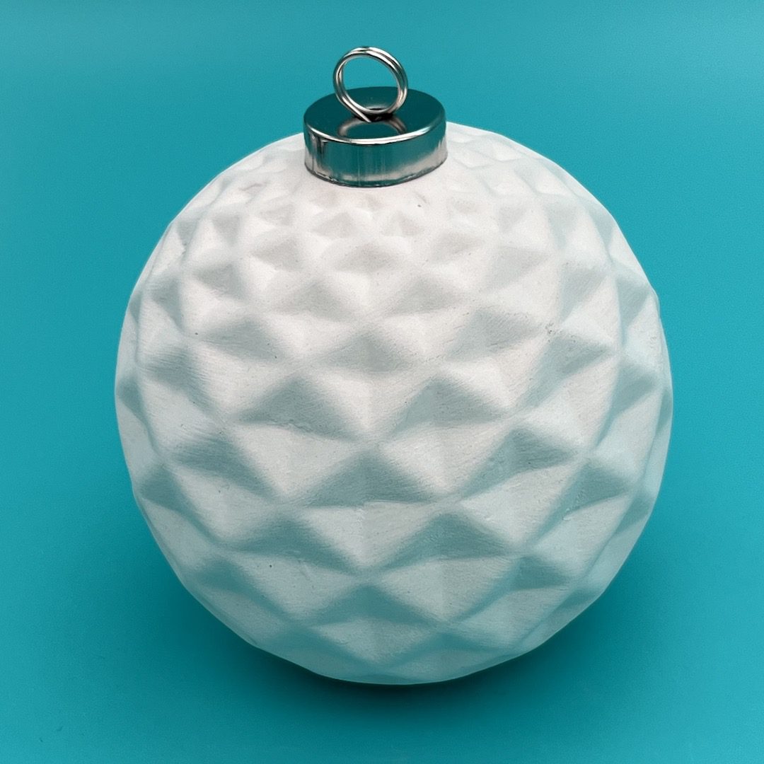 Ready-to-Paint ceramic faceted ball ornament for the Christmas holidays from Create Art Studio's Toronto location and online store
