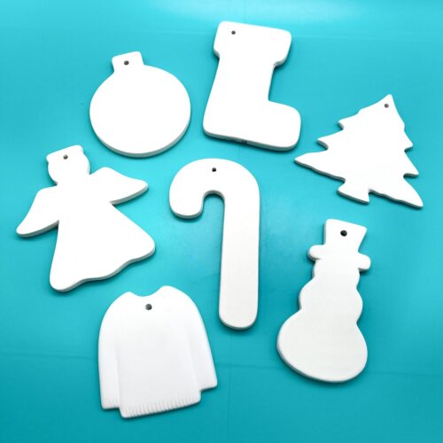 Ready-to-Paint ceramic ornaments for the Christmas holidays from Create Art Studio's Toronto location and online store