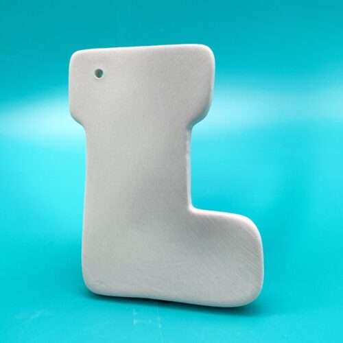 Ready-to-Paint ceramic stocking ornament for the Christmas holidays from Create Art Studio's Toronto location and online store