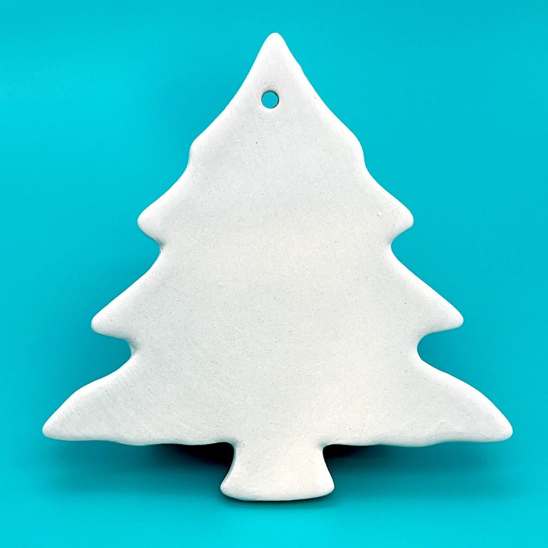 Ready-to-Paint ceramic Flat Christmas Tree ornament for the Christmas holidays from Create Art Studio's Toronto location and online store
