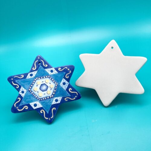 Ready-to-Paint ceramic Star Ornament for the holidays from Create Art Studio's Toronto location and online store
