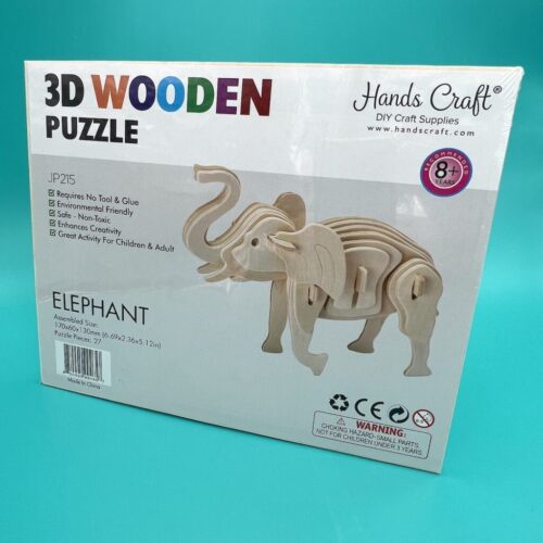 Hands Craft 3D Elephant Classic Wood Puzzle