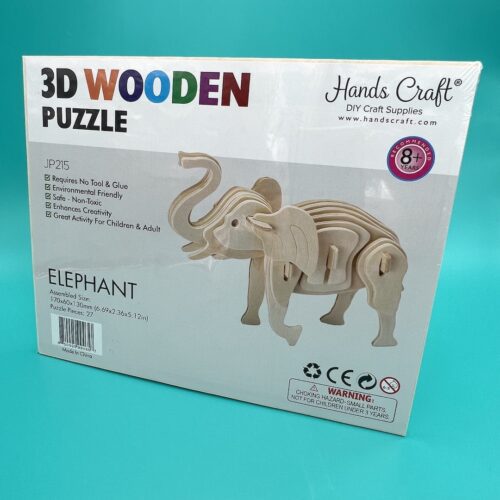 The perfect for curious Hands Craft 3D Elephant Classic Wood Puzzle is an elegant wooden kit that you assemble without any tools or glue.