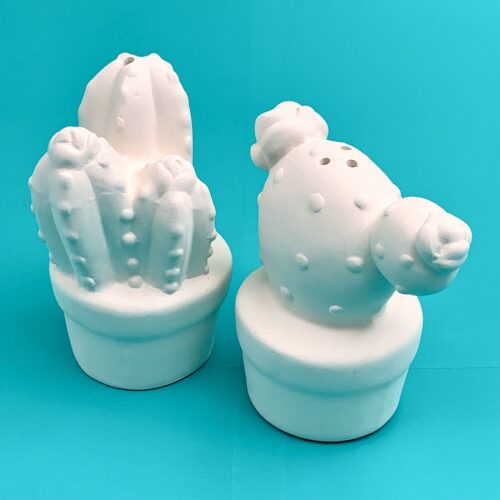 Ready to Paint Ceramic Cactus Salt and Pepper Shaker Sets from Create Art Studio online and in our Toronto studio