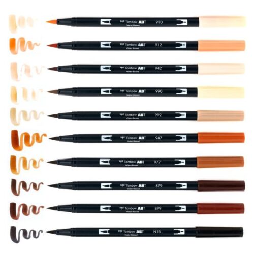 Tombow Portrait Dual Brush Pen Set from Create Art Studio are perfect for creating beautiful skin tones in your illustrations, detailed lettering, art pieces and more