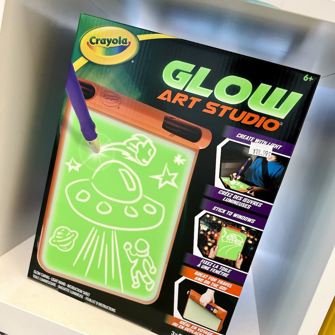 Come to Create Art Studio to shop online to grab a Glow Art Studio from Crayola. It's perfect for kids who love glow in the dark toys, and they'll love drawing with the unique Light Wand on the Glow Canvas!