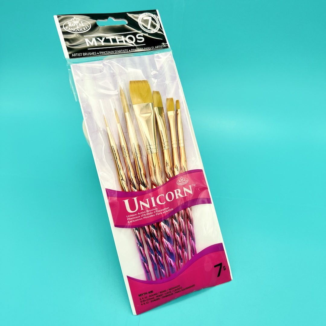 Royal & Langnickel Mythos Unicorn Paint Brush Set are high quality sable hair, suitable for all media types. These are high quality, fancy brushes from our Toronto store and online!