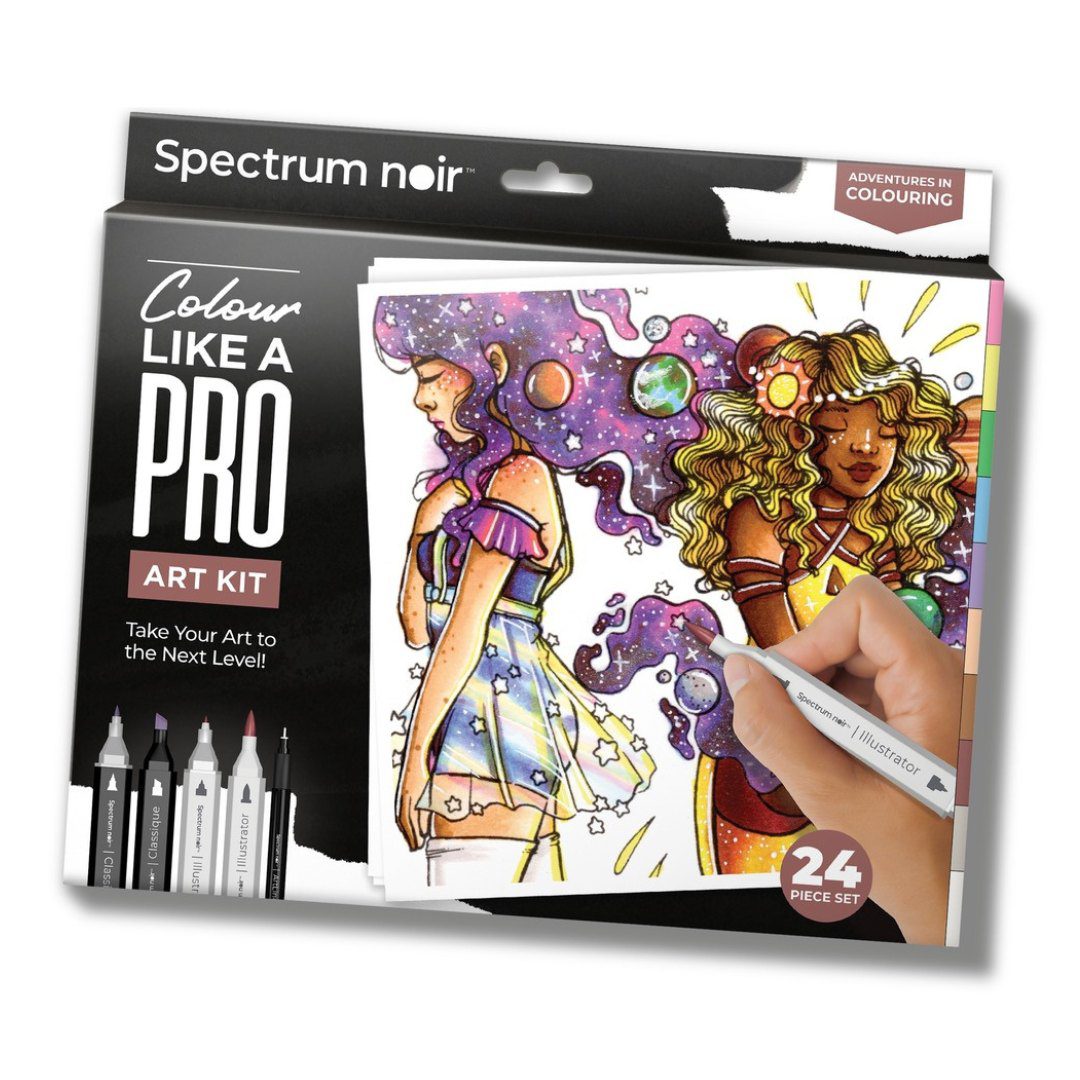 Master authentic comic book and manga styles with the Pro Colour Adventures in Colouring set from Spectrum Noir. Get your 24-piece art kit from Create Art Studio in Toronto and Online to colour like a pro with professional, authentic art markers, accessories and a guide to get started right away.