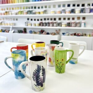 Entertain staff, clients and customers with a ceramic painting event in our studio or on location in your event venue or office