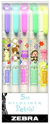 Zebra Mildliner Pet-it Highlighters 5pk